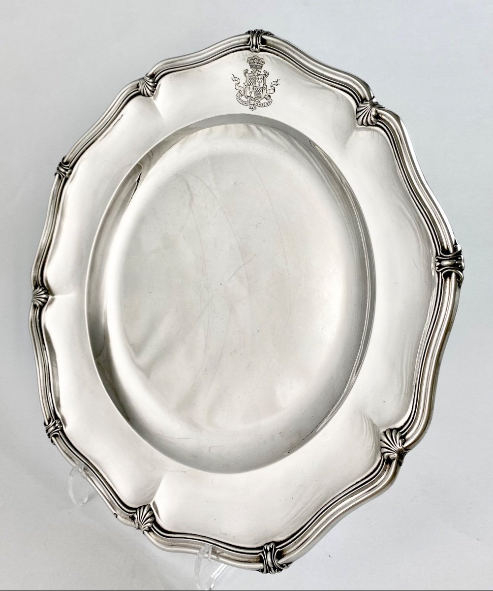 Dukes Of Rohan-chabot, Silver Dish, Aucoc Paris 1880-1910, 27 Cm, Potius Mori Quam Foedari-photo-8