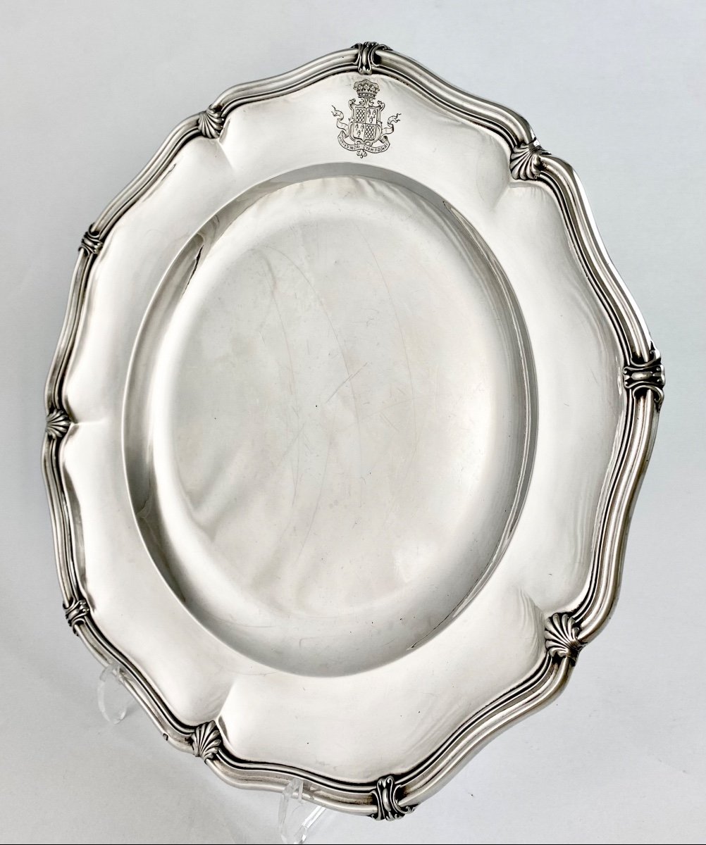 Ducs De Rohan-Chabot, Plat En Argent , 27 cm ,Aucoc , Paris Vers 1880-1910, Potius Mori Quam Foedari-photo-8