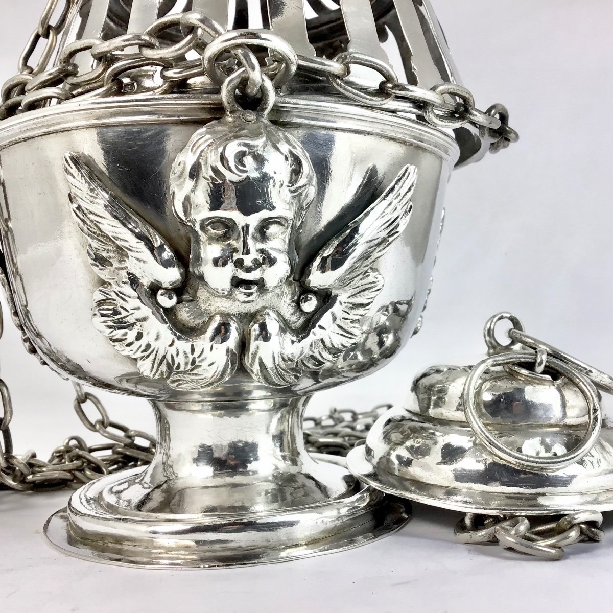 Anvers, 1695-96, Encensoir Louis XIV, Argent Massif, Maître à La Harpe-photo-4