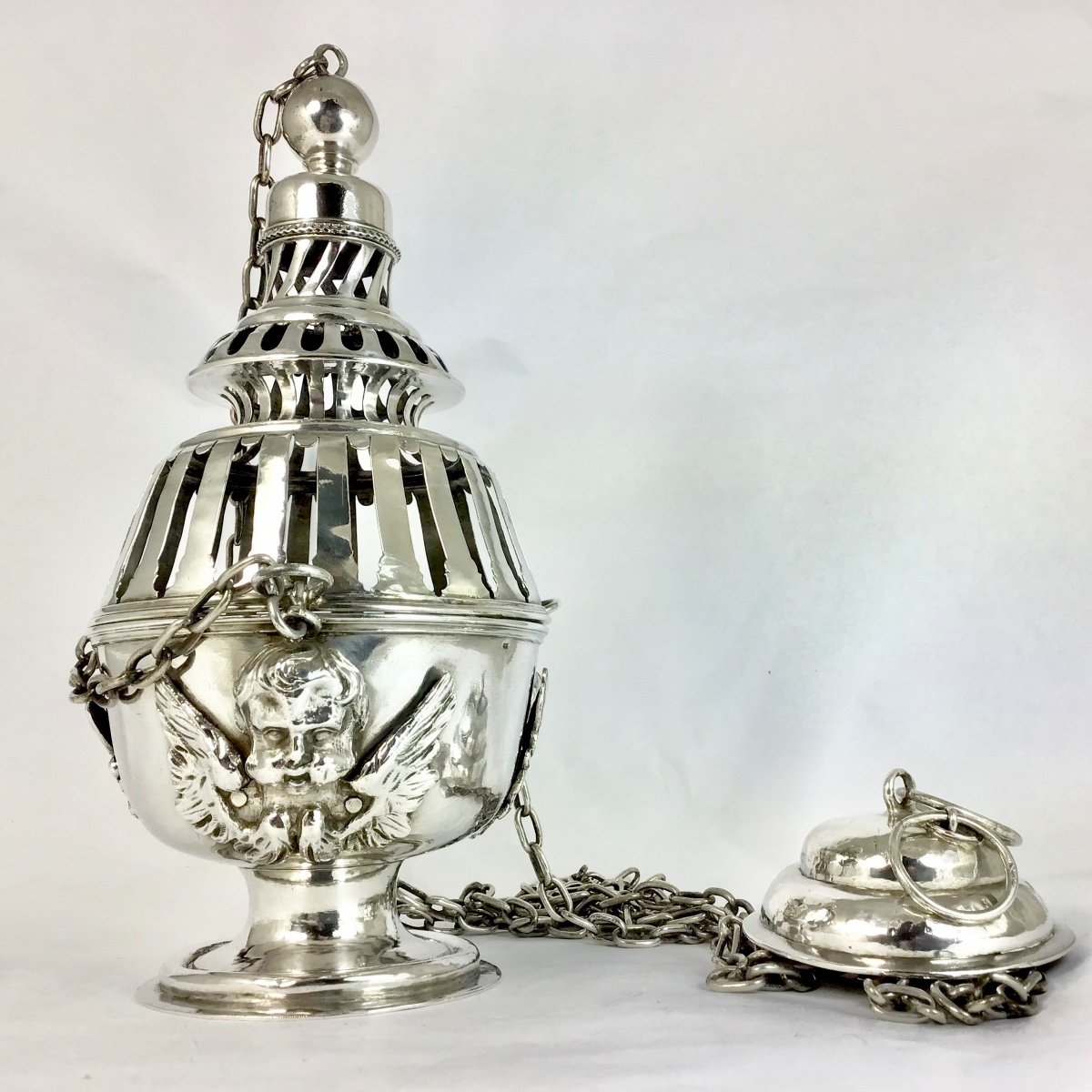 Anvers, 1695-96, Encensoir Louis XIV, Argent Massif, Maître à La Harpe-photo-8