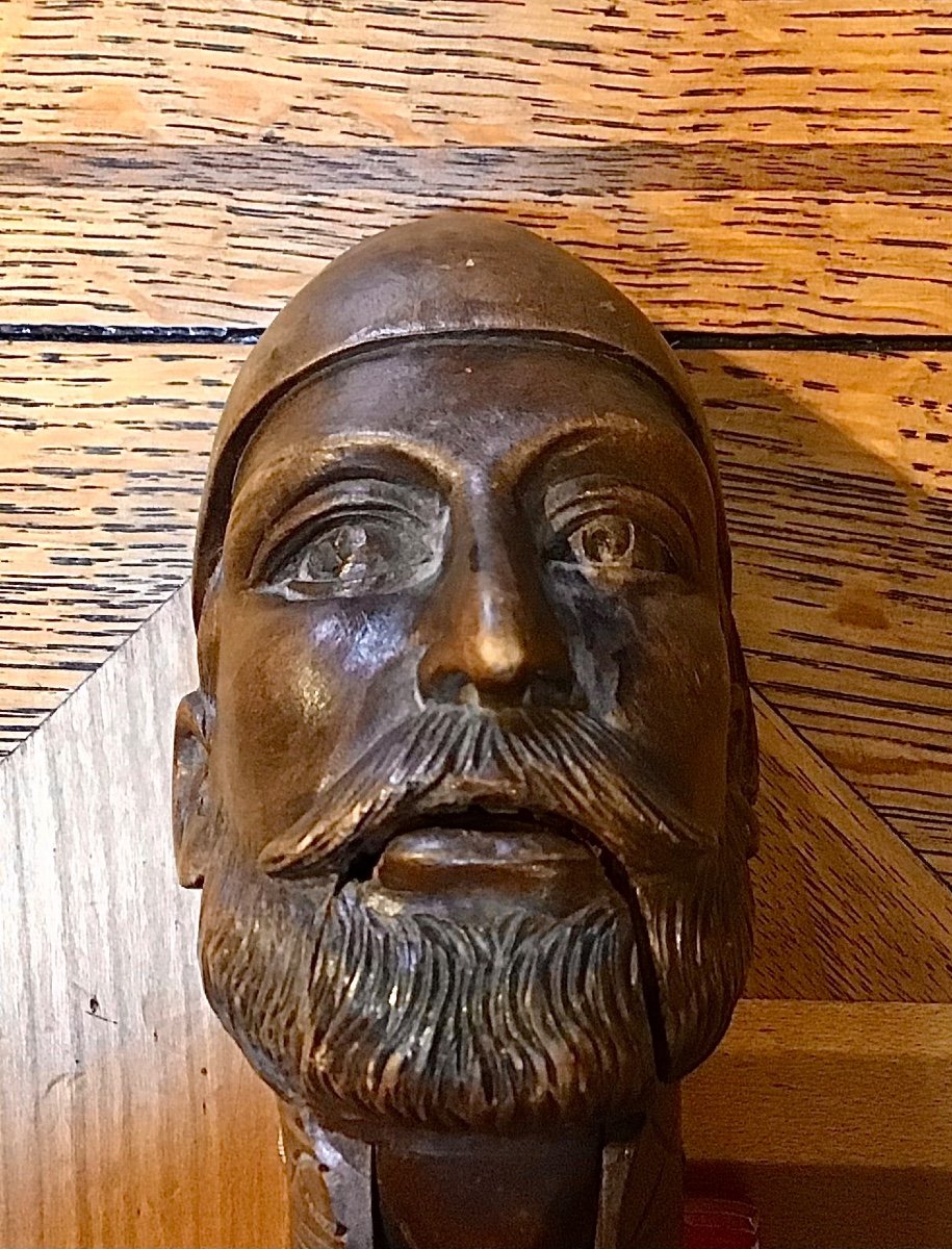 Casse-noix , Tête Du Sultan Abdul Hamid II,Bois Sculpté, France 1880-1900, Casse-noisettes -photo-2