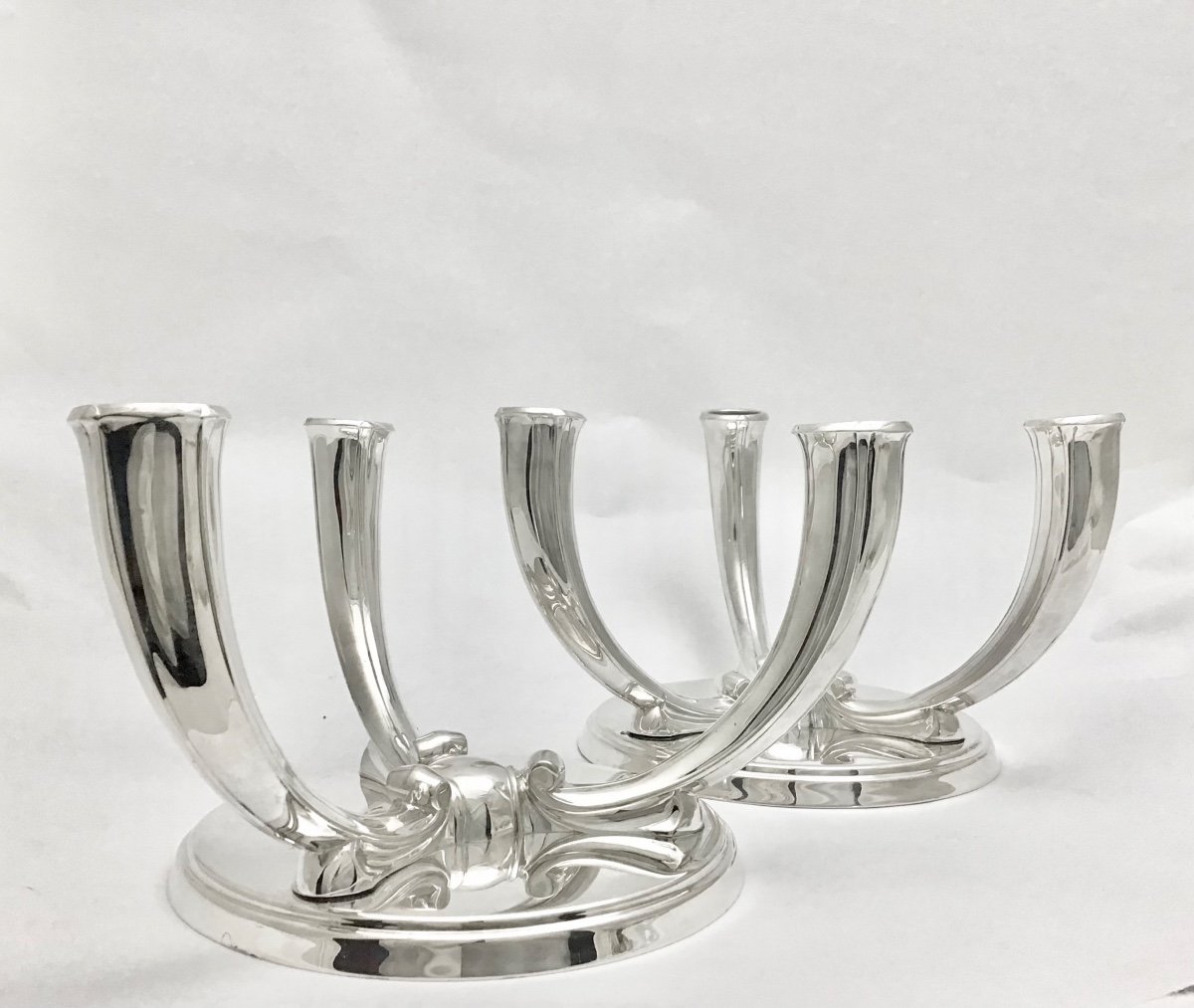 Wolfers ,paire De Candélabres” Wotan”, Argent Massif 925 \%, Expo Universelle De Bruxelles 1935-photo-6