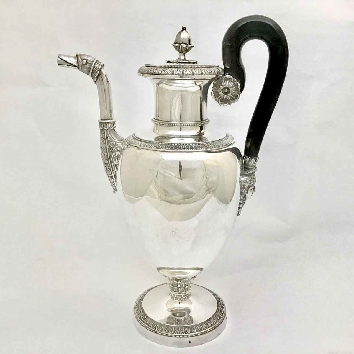 Very Large Empire Coffee Pot, Sterling Silver, Brussels 1814-1826, Henri Pierre Buchet-photo-2