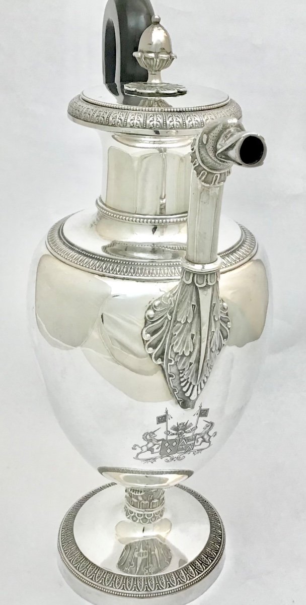 Very Large Empire Coffee Pot, Sterling Silver, Brussels 1814-1826, Henri Pierre Buchet-photo-2