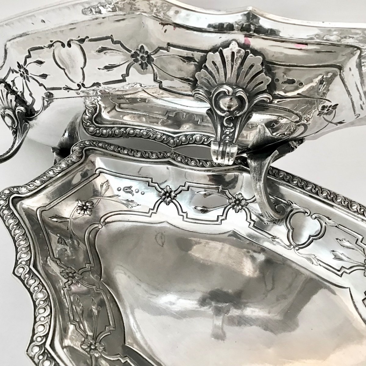 Pair Of Candy Dishes , Sterling Silver, Hanau, Regency Style Late Nineteenth Century-photo-3