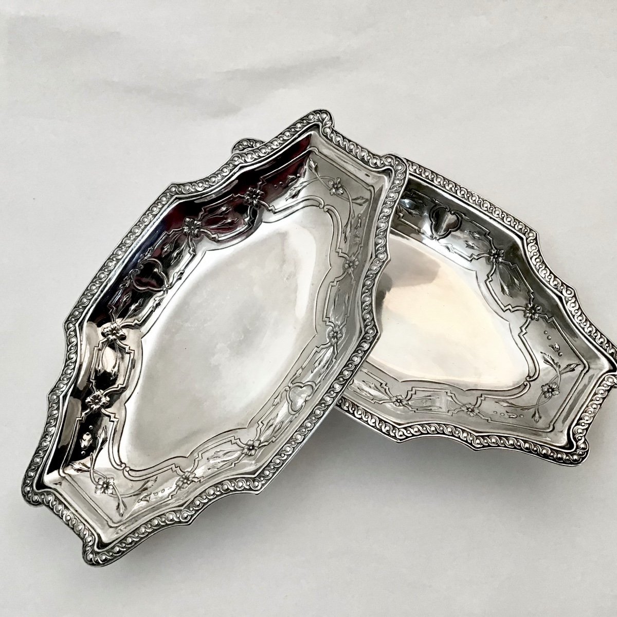 Pair Of Candy Dishes , Sterling Silver, Hanau, Regency Style Late Nineteenth Century-photo-5