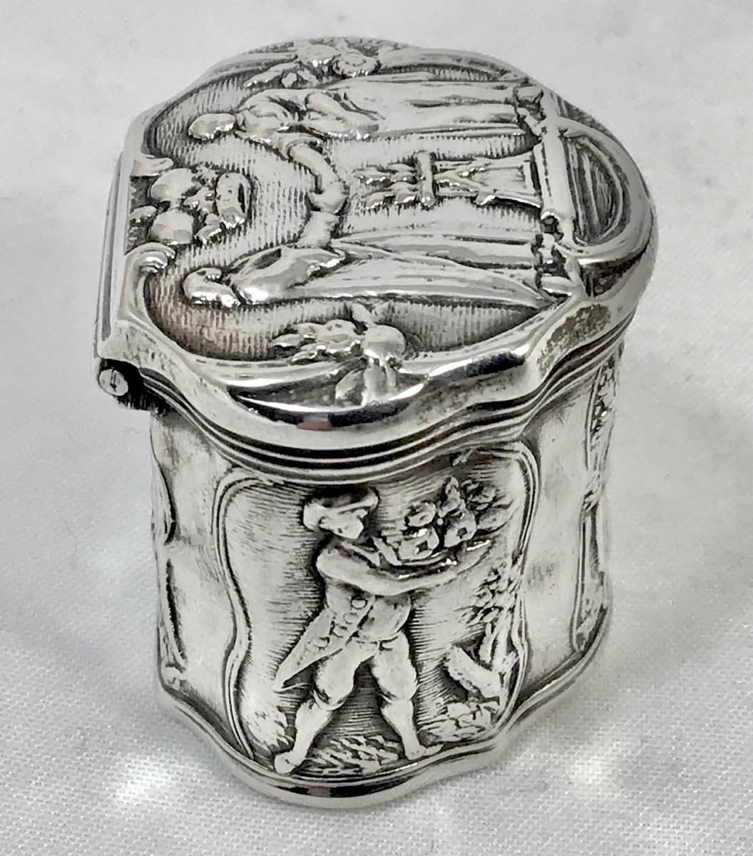 Amsterdam Vers 1770, Boîte à Eau De Reine , Boîte à Mouche, Argent Massif -photo-3