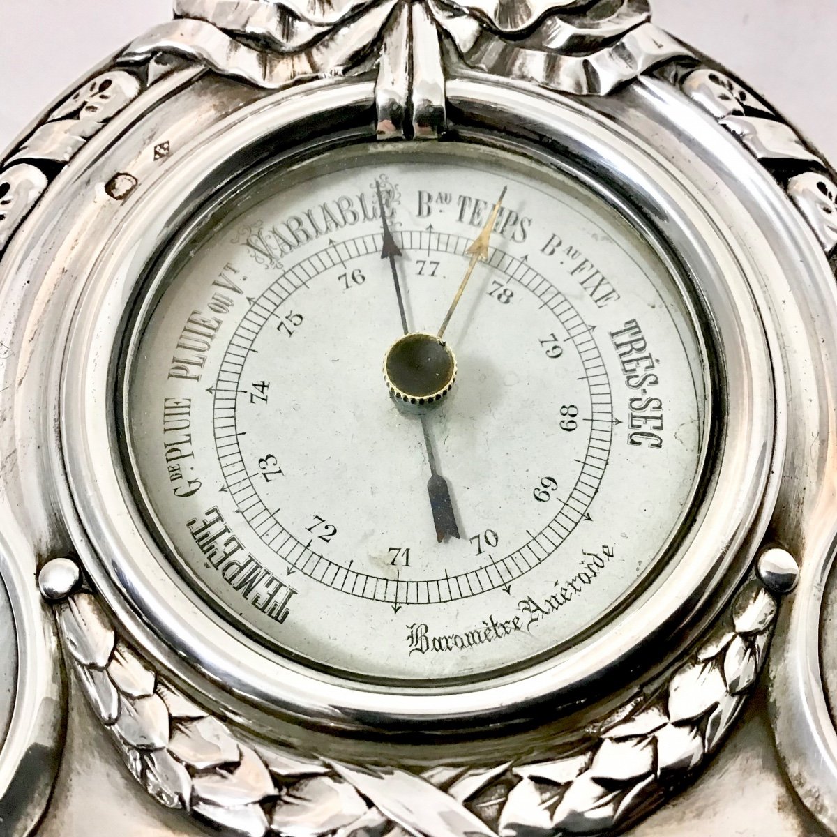 Office Barometer In Sterling Silver, Paris 1880-1900, Risler And Carré-photo-5