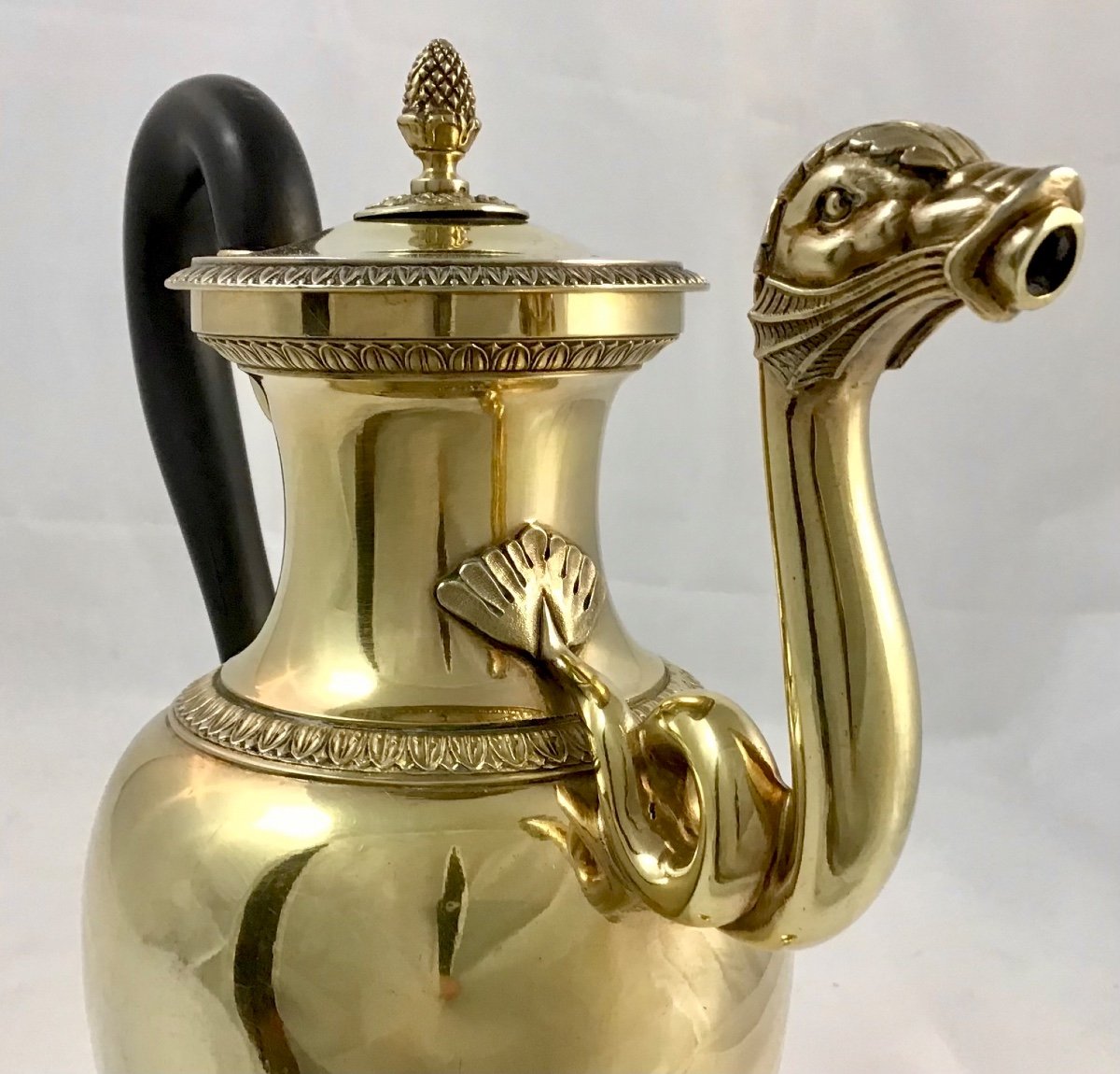 Paris 1819-38, Marc-augustin Lebrun, Vermeil Coffee Pot, Charles X Period, Solid Silver -photo-3