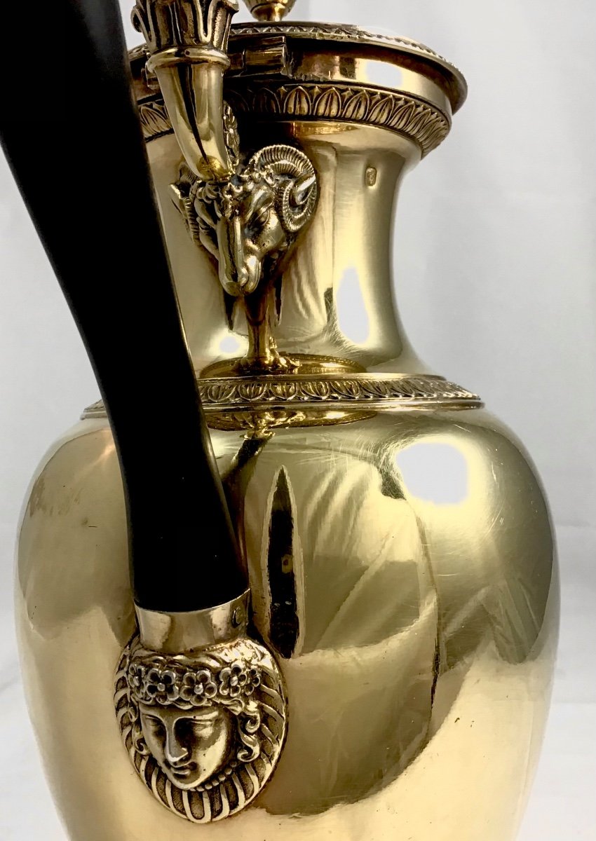 Paris 1819-38, Marc-augustin Lebrun, Vermeil Coffee Pot, Charles X Period, Solid Silver -photo-7