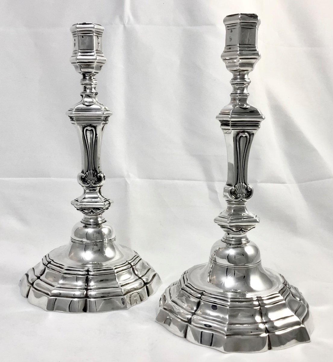 Jean-baptiste Gossart, Lille, 1775-1777, Pair Of Candlesticks In Sterling Silver -photo-8