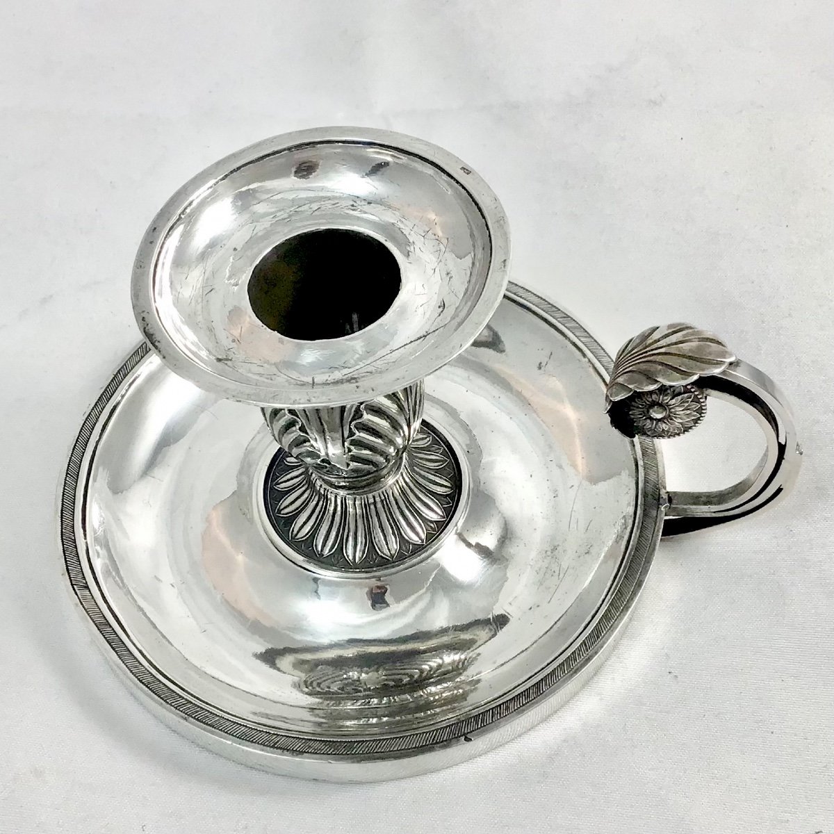France 1798-1809, Argent Massif , Bougeoir à Main D’époque Empire-photo-4
