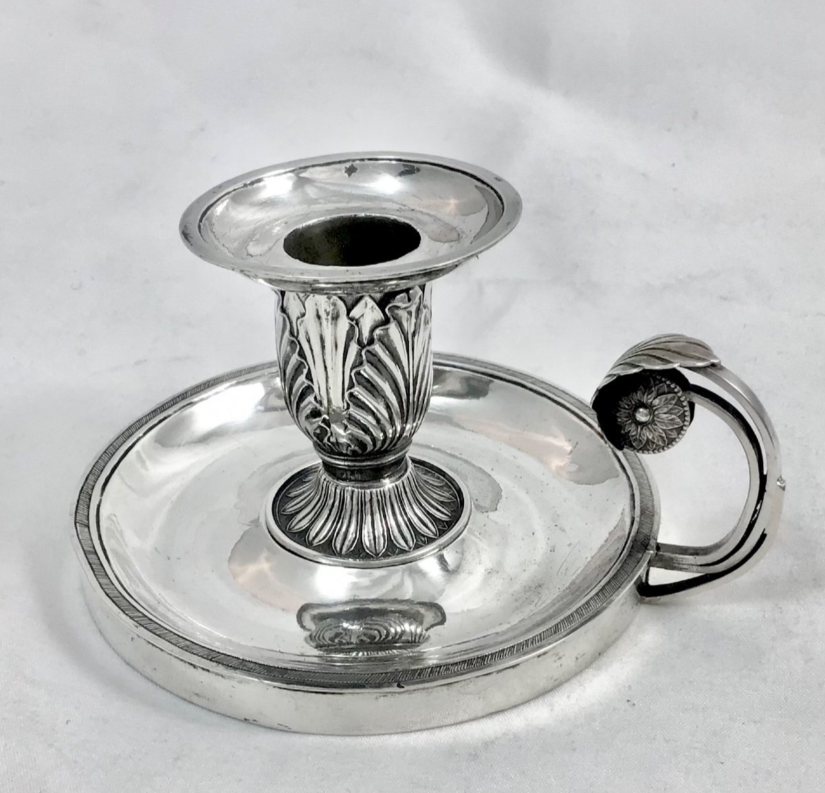 France 1798-1809, Argent Massif , Bougeoir à Main D’époque Empire-photo-5