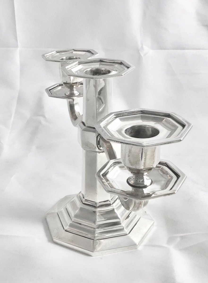 Wolfers, Circa 1925-35, Sterling Silver, Art Deco Candelabra, Brussels -photo-4