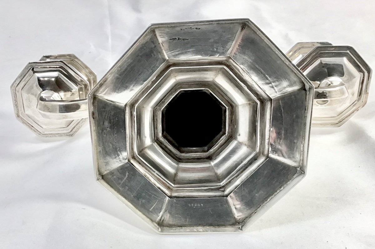 Wolfers, Circa 1925-35, Sterling Silver, Art Deco Candelabra, Brussels -photo-5