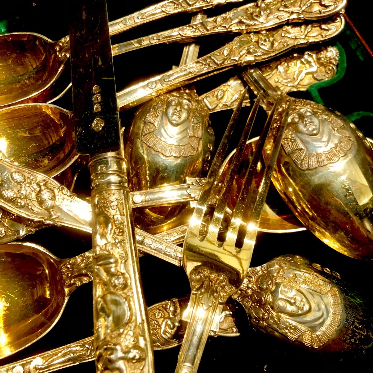 Service à Dessert Ancien Gonthiez Denain – Argent Et Vermeil – Orfèvrerie Française
