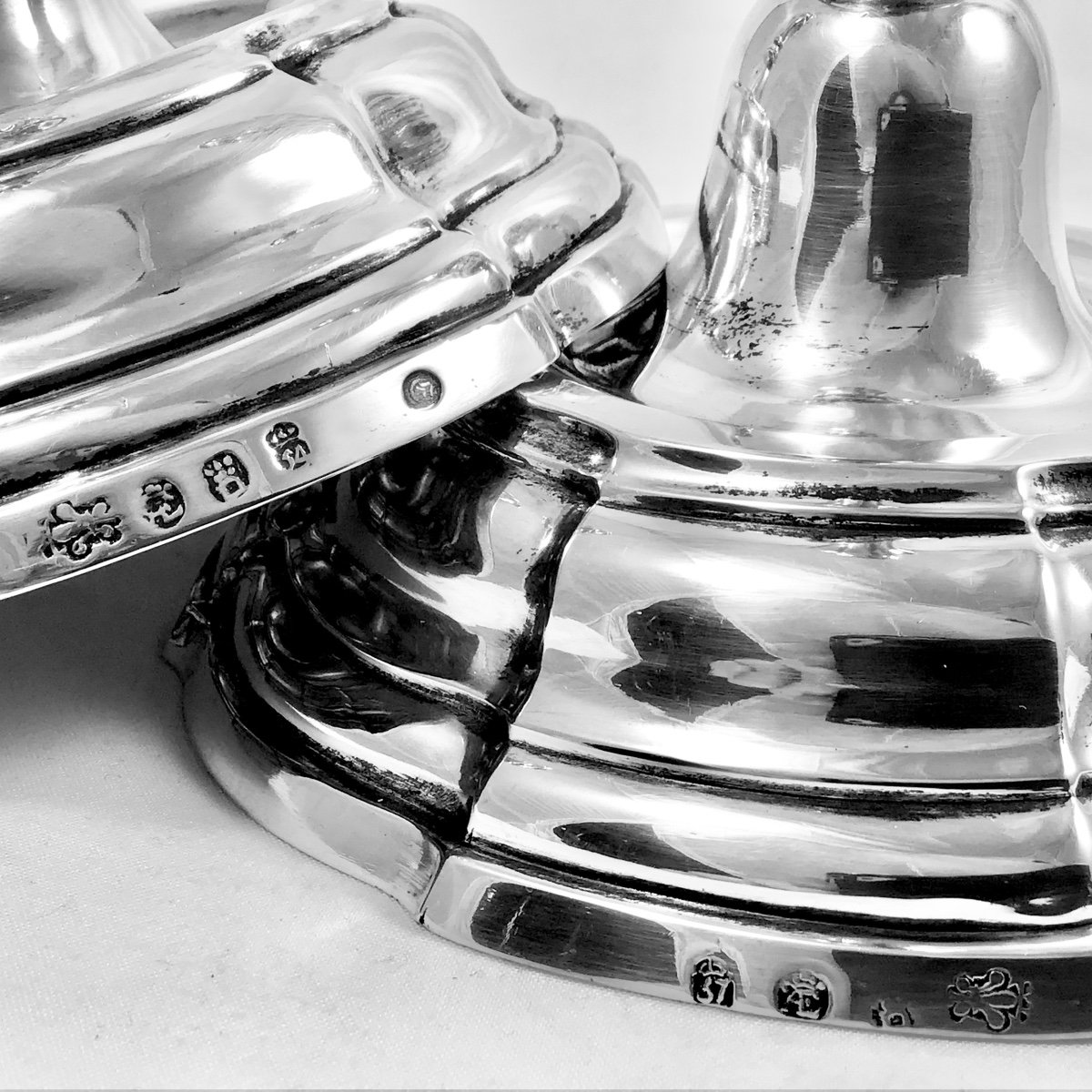 Mons 1754-57, Torches With The Arms Of The Father Abbot Of Cambron, Count Leopold d'Ensclaibes, Silver-photo-3
