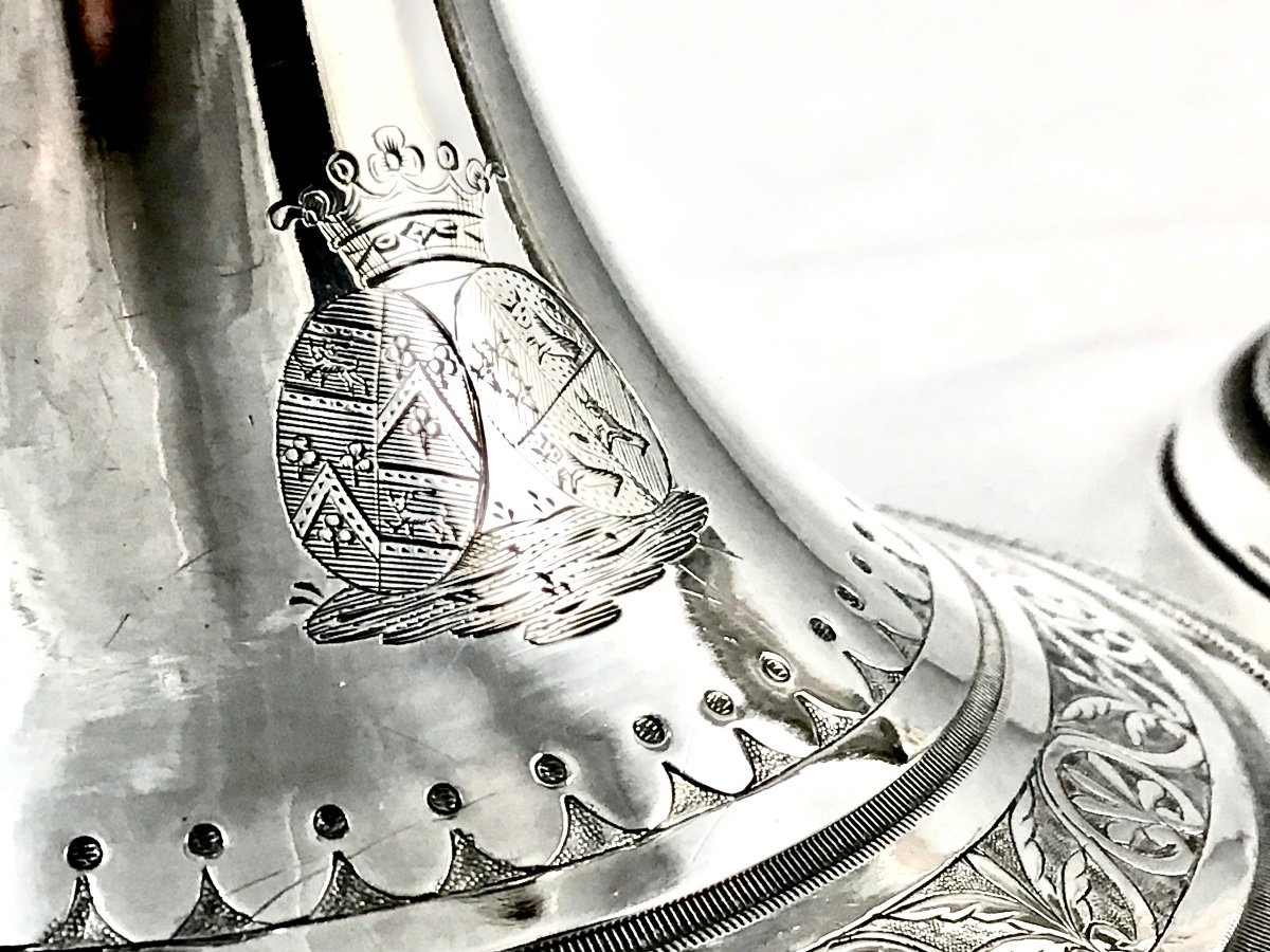 Gand 1798-1809 , Armoiries De Behault-Limnander, Flambeaux Empire , Argent Massif Pieter Colle-photo-2