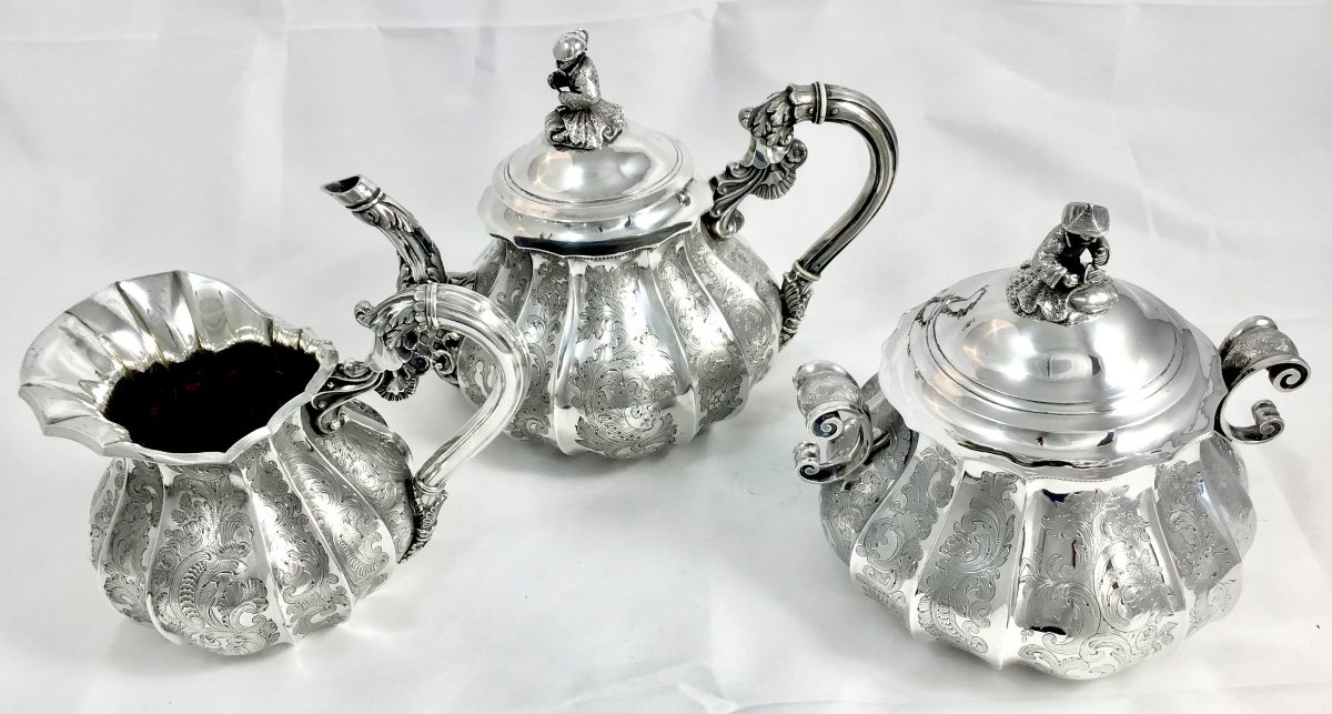 Service à Thé « aux Chinois » , 1831-1852, Josse Allard , Bruxelles , Argent Massif -photo-5