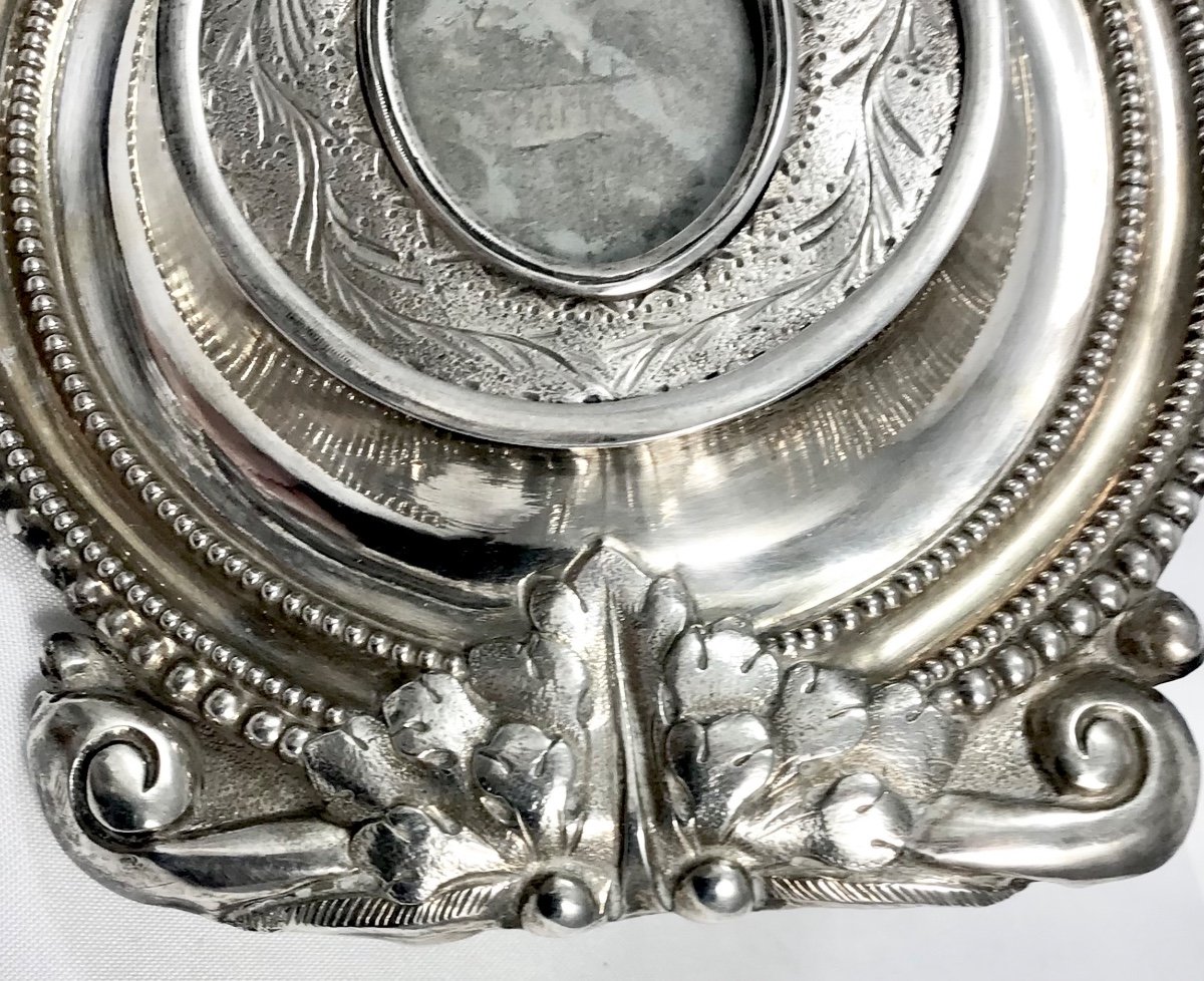 Osculatory Reliquary, Saint Barbara, Sterling Silver, Kiss Of Peace, Circa 1780-1800-photo-3