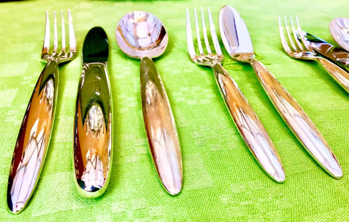Christofle “drop” Cutlery Set, 108 Pieces For 12 People, Silver Plated -photo-2