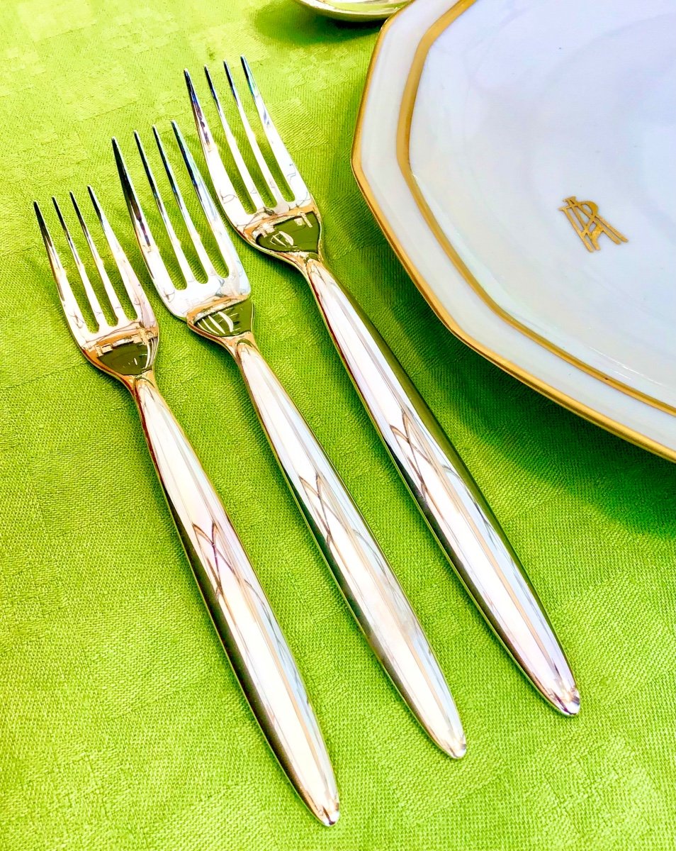 Christofle “drop” Cutlery Set, 108 Pieces For 12 People, Silver Plated -photo-4