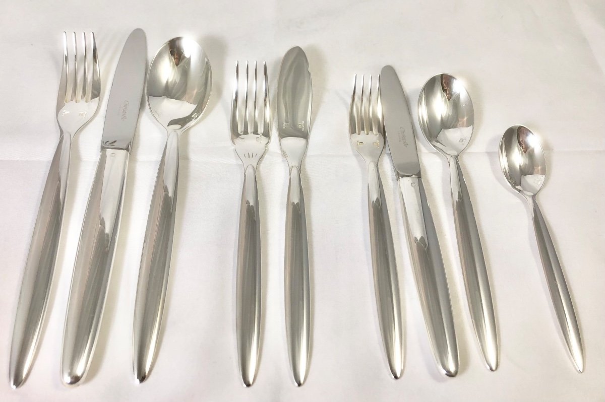 Christofle “drop” Cutlery Set, 108 Pieces For 12 People, Silver Plated -photo-8