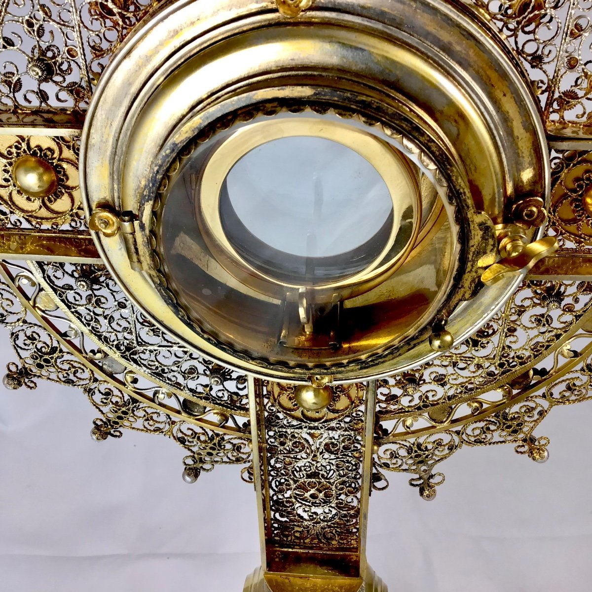Monstrance, Sterling Silver And Vermeil, Brussels 1880-1900, Enamels And Filigree -photo-1