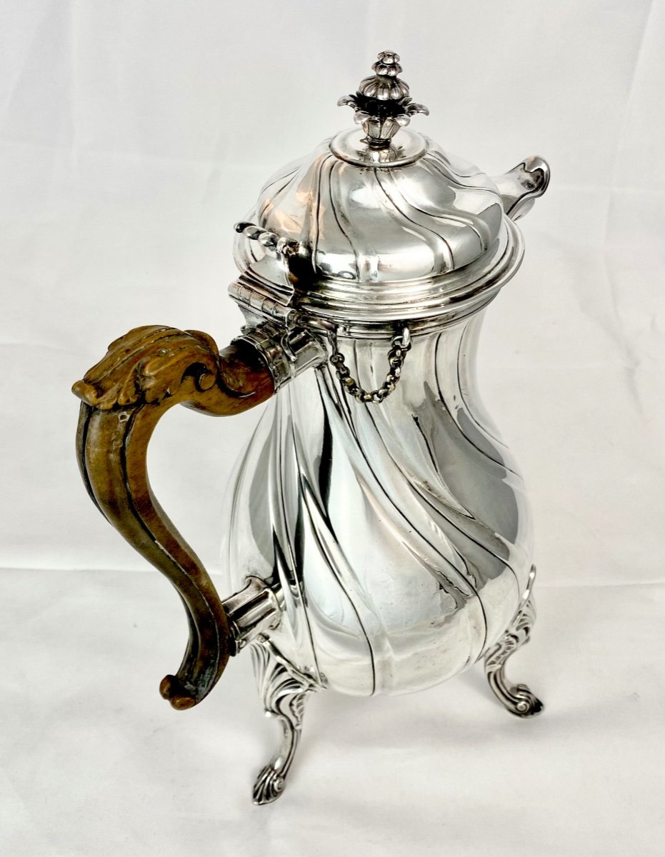 Mons 1768, Cafetière Louis XV , Argent Massif, Maître Au Coeur Ardent-photo-4