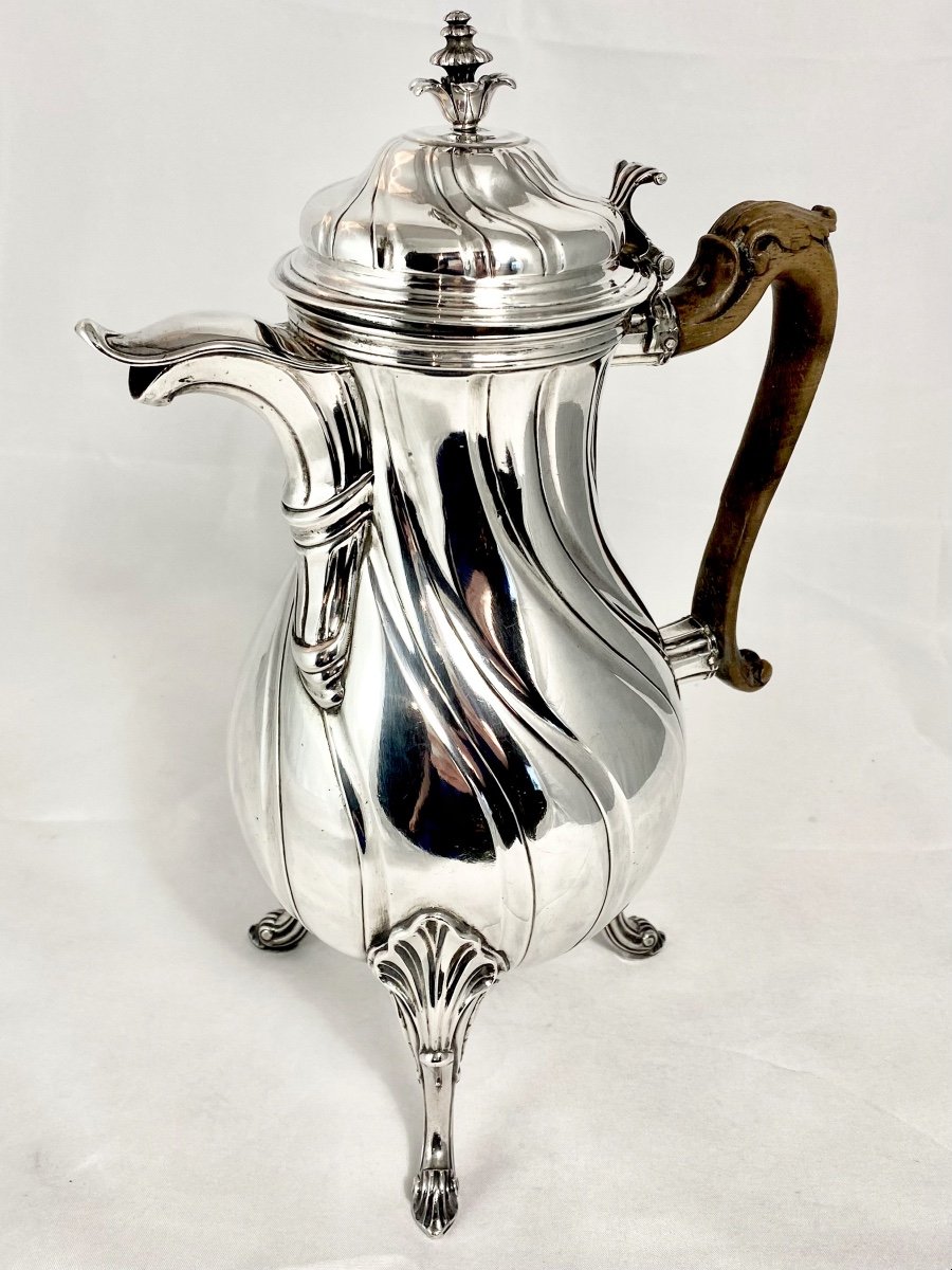 Mons 1768, Cafetière Louis XV , Argent Massif, Maître Au Coeur Ardent-photo-8