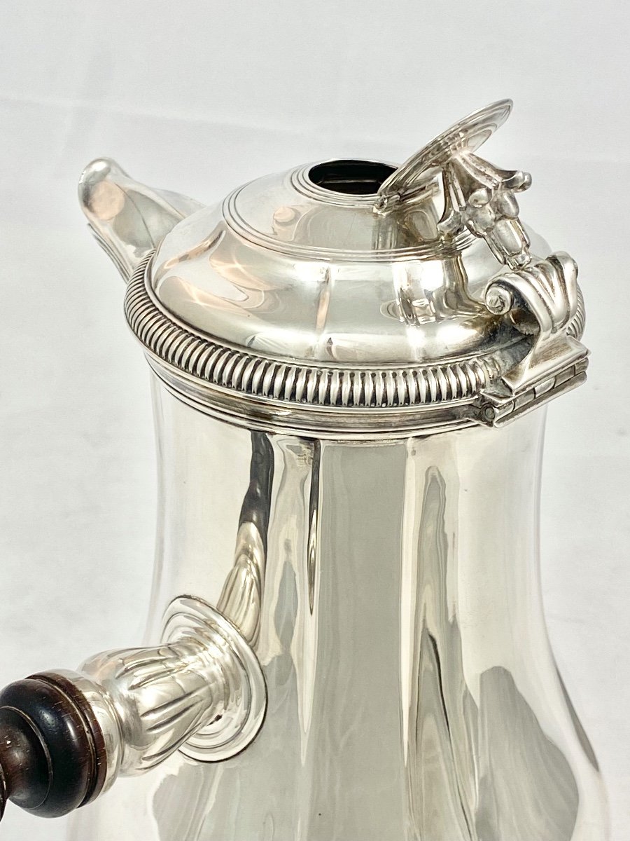 Puiforcat, Chocolate Pot In Sterling Silver, Louis XIV Style, With Original Mixing Stick -photo-4