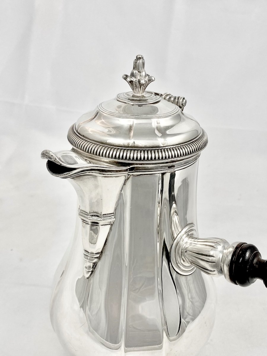 Puiforcat, Chocolate Pot In Sterling Silver, Louis XIV Style, With Original Mixing Stick -photo-1
