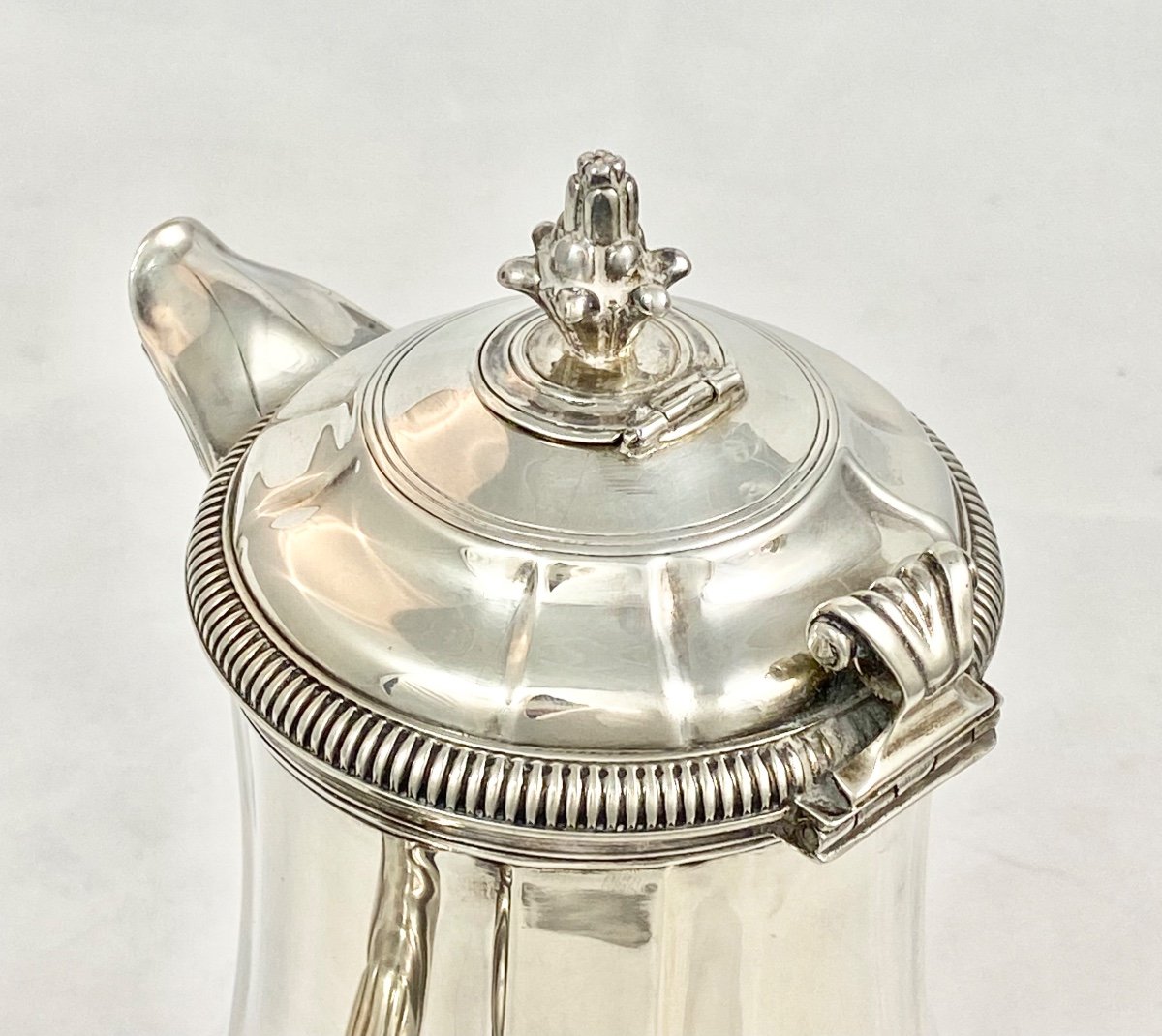 Puiforcat, Chocolate Pot In Sterling Silver, Louis XIV Style, With Original Mixing Stick -photo-3