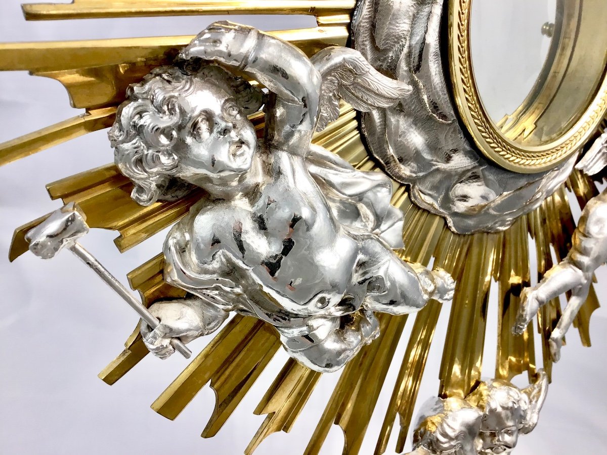 Large Baroque Monstrance, Bruges Circa 1830, Sterling Silver, Beke Peñaranda  Coat Of Arms