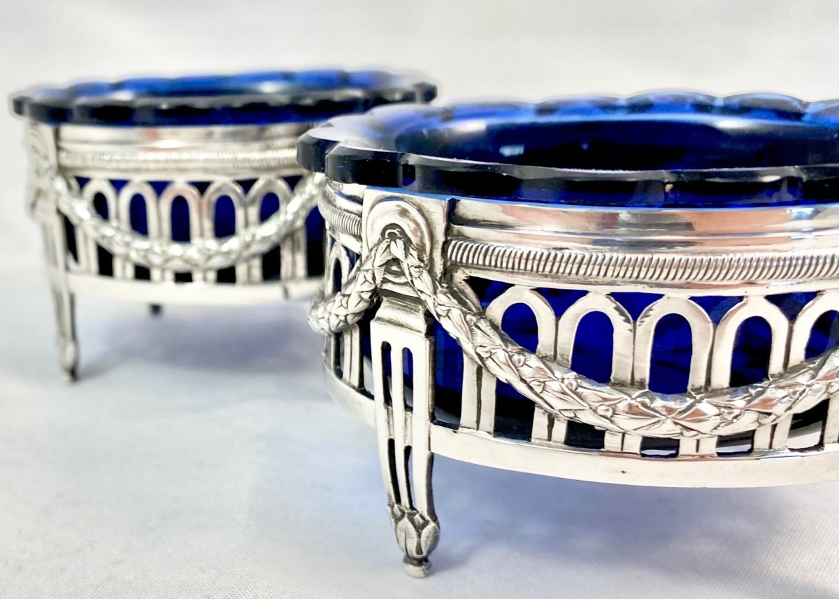 Antwerp 1786, Jean-baptiste Verberckt, Pair Of Louis XVI Salt Cellars, Sterling Silver, Antwerp -photo-7
