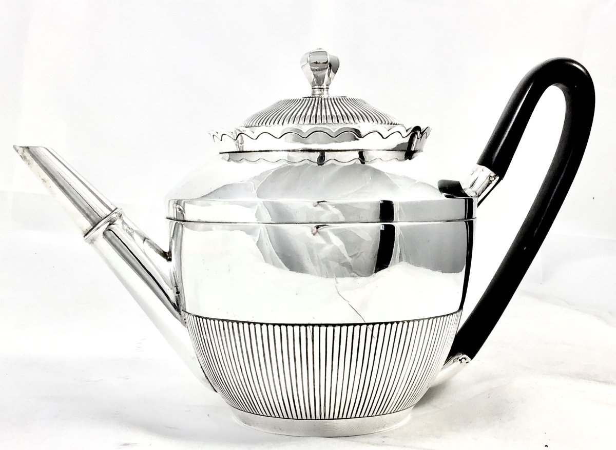Liège 1798-1809, Solid Silver Teapot, Louis Drion, Capacity 1.5 Liters-photo-2