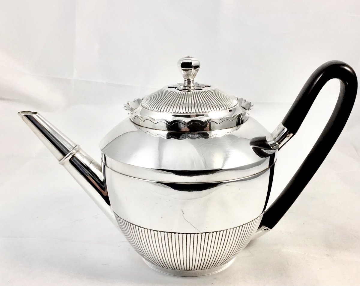 Liège 1798-1809, Solid Silver Teapot, Louis Drion, Capacity 1.5 Liters-photo-5