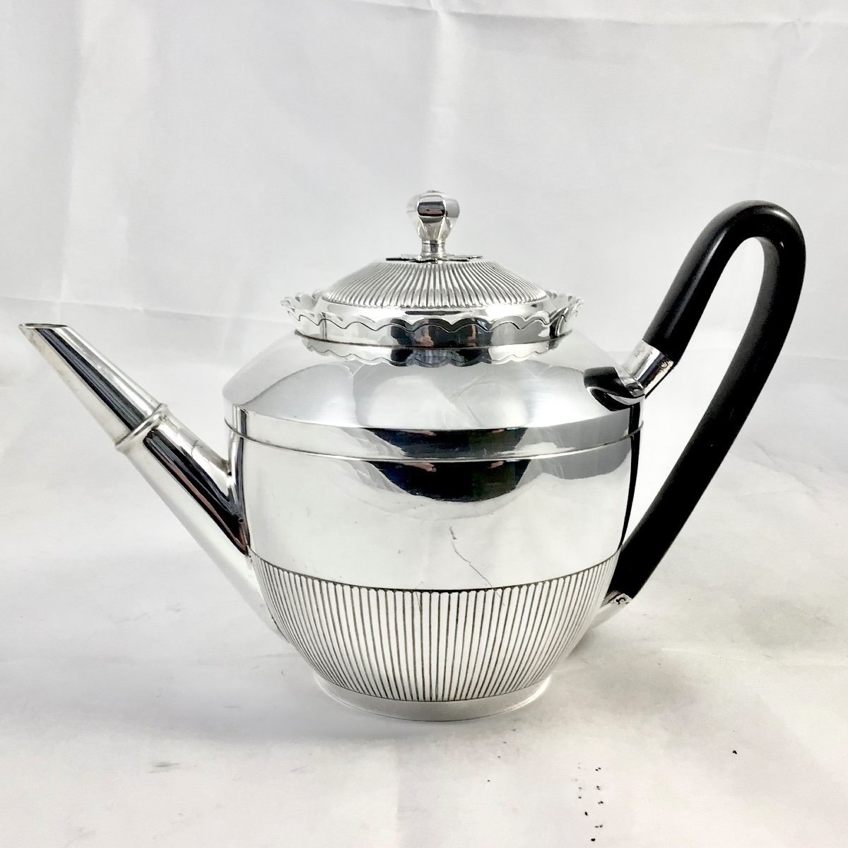 Liège 1798-1809, Solid Silver Teapot, Louis Drion, Capacity 1.5 Liters-photo-6