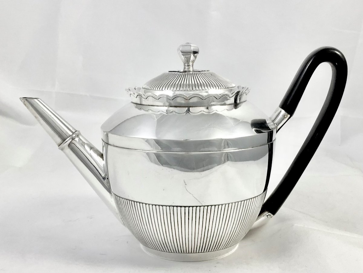 Liège 1798-1809, Solid Silver Teapot, Louis Drion, Capacity 1.5 Liters-photo-8
