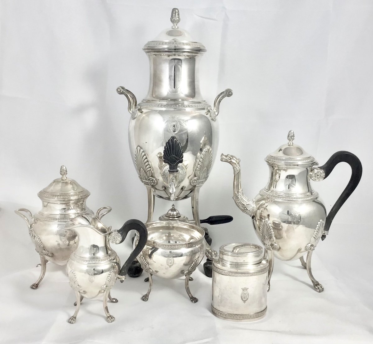 France 1890-1910, Sterling  Silver, Large Tea Service In It’s Oak Chest -photo-3
