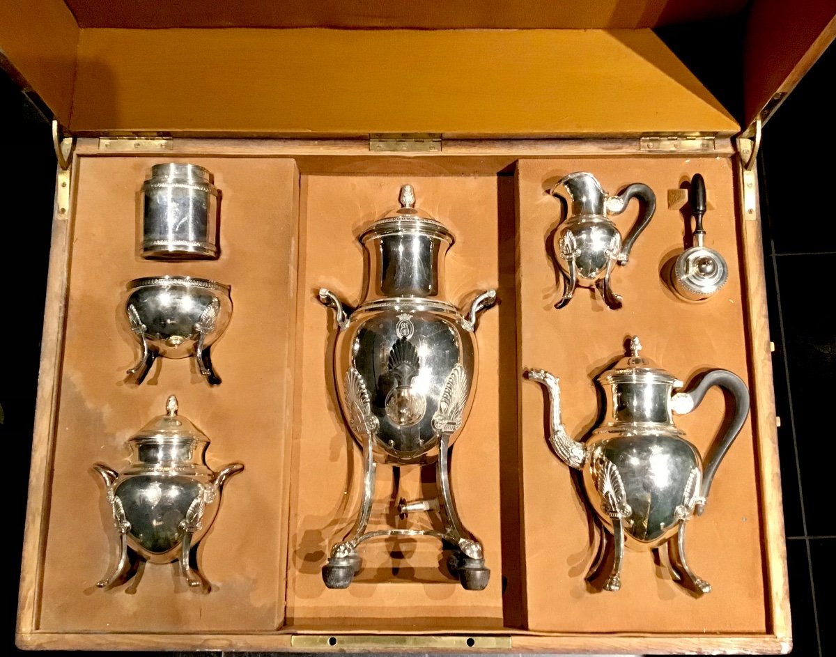 France 1890-1910, Sterling  Silver, Large Tea Service In It’s Oak Chest 