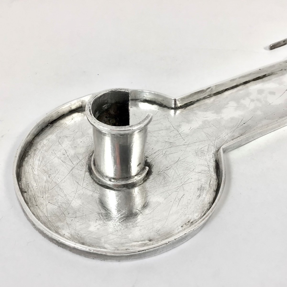 Spain 18th Century, Solid Silver, Episcopal Candlestick, Palmatoria -photo-5