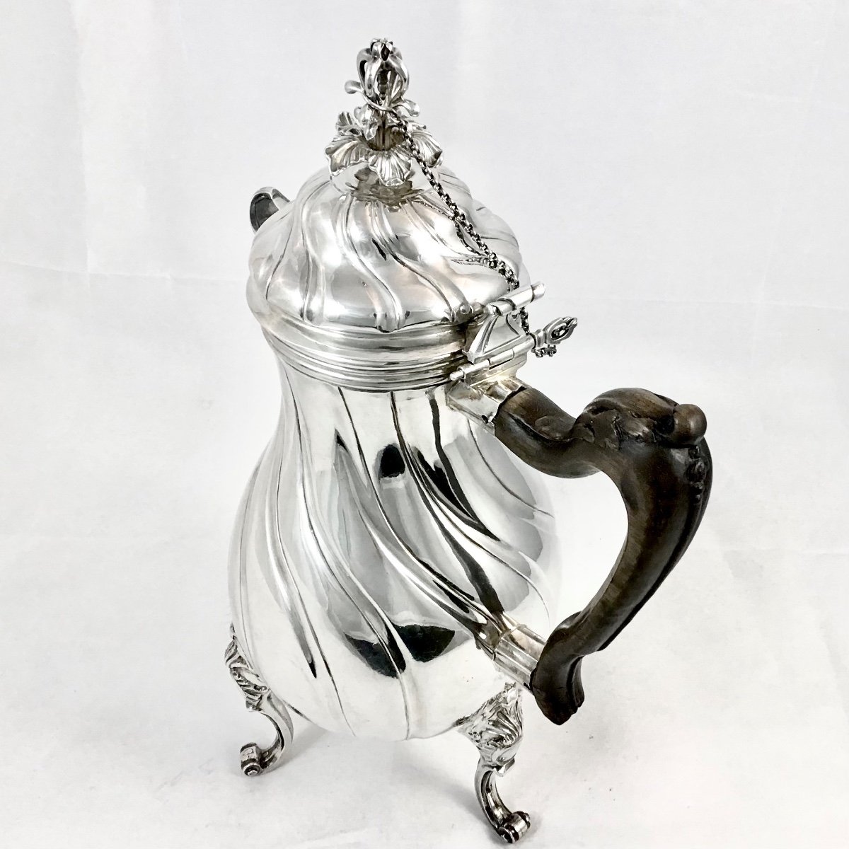 Tournai 1775 , Argent Massif , Cafetière Louis Quinze, Laurent Detombe -photo-8
