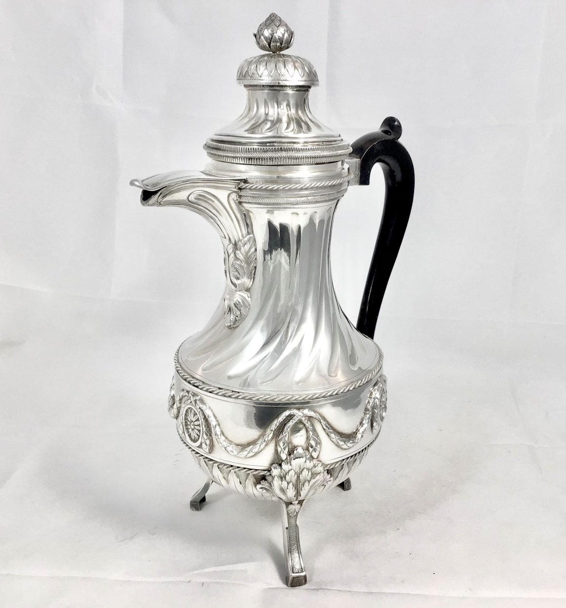 Mons 1780, Giant Louis XVI  Coffee Pot, Solid Silver, Master Marked With A Pear-photo-2