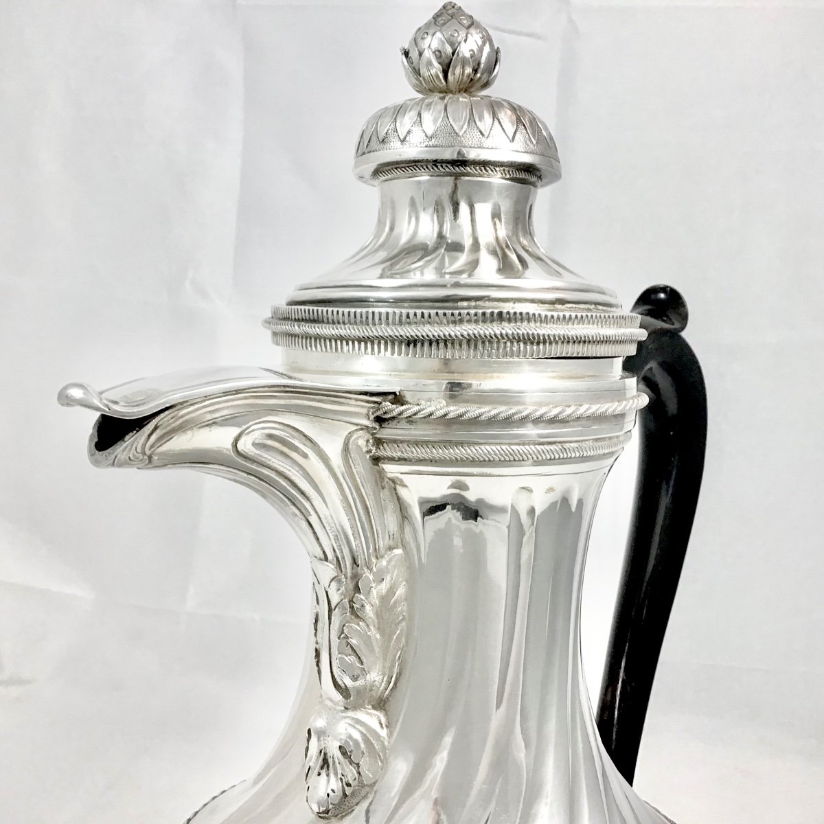 Mons 1780, Giant Louis XVI  Coffee Pot, Solid Silver, Master Marked With A Pear-photo-3