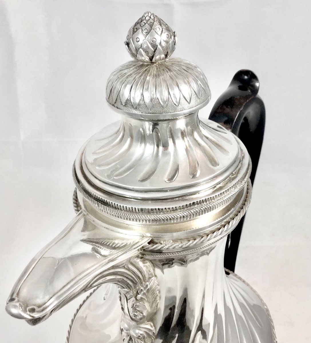 Mons 1780, Giant Louis XVI  Coffee Pot, Solid Silver, Master Marked With A Pear-photo-4