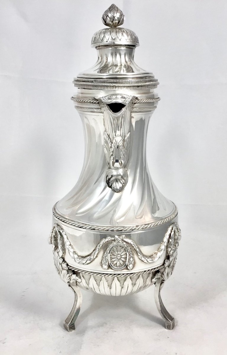 Mons 1780, Giant Louis XVI  Coffee Pot, Solid Silver, Master Marked With A Pear-photo-6