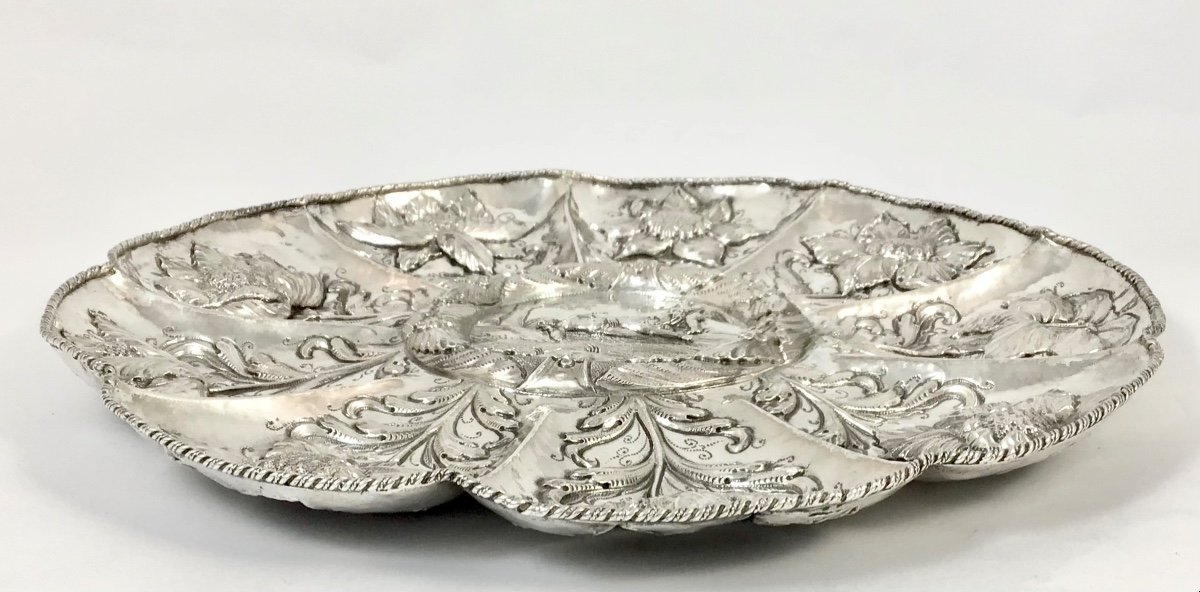 Portugal 1680-1720, Plat à Offrandes , Argent Massif , Vaisselle D’apparat -photo-3