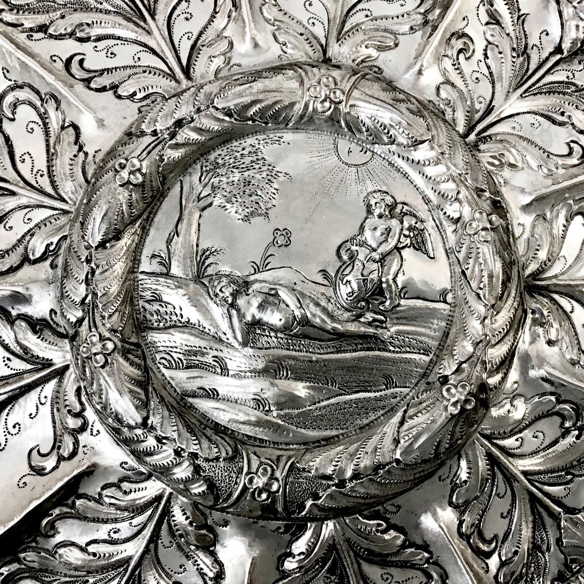 Portugal 1680-1720, Plat à Offrandes , Argent Massif , Vaisselle D’apparat -photo-7