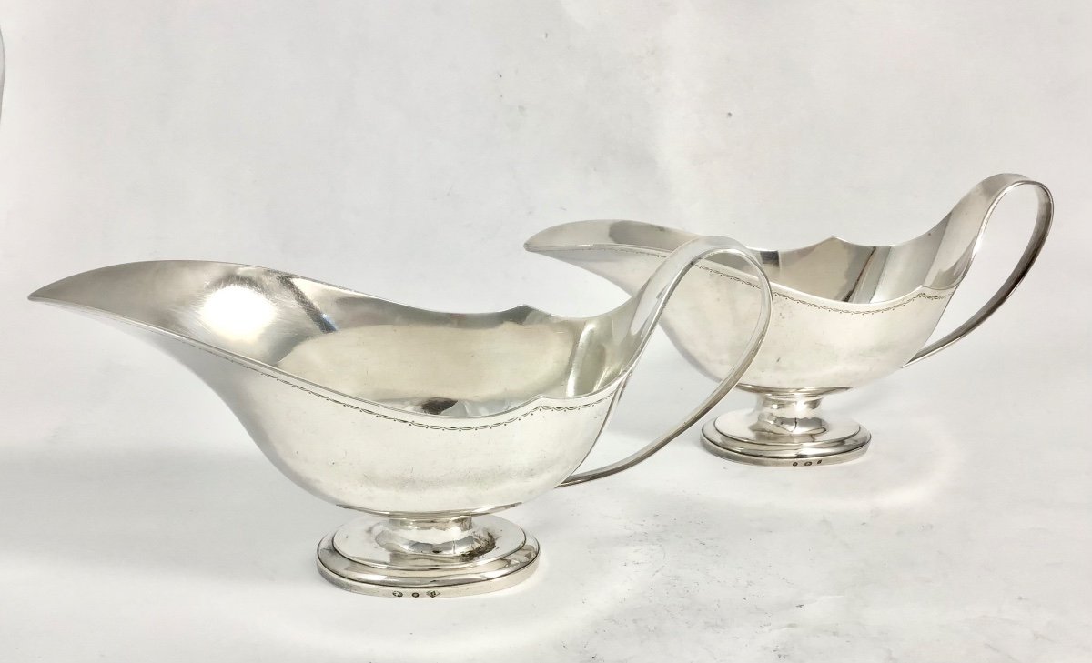 Gand 1798-1809, Paire De Saucières Casque ,argent Massif, Orfèvre Roelants, Empire -photo-6